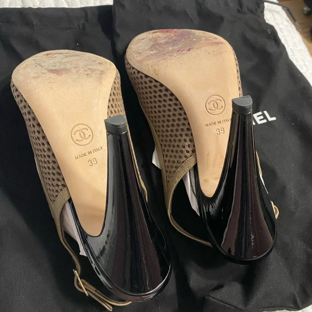 Chanel peep-toe slingback heeled sandals - Picture 4 of 11